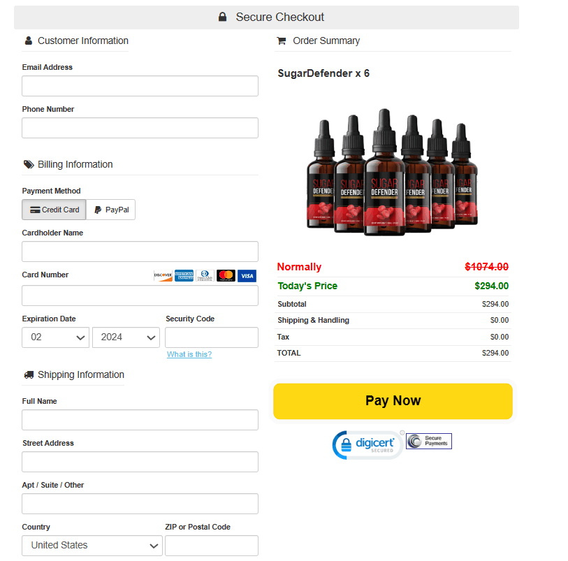 Sugar Defender - Order Page